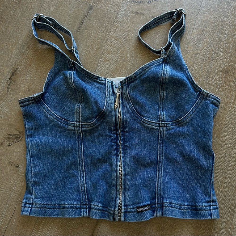 Denim Zip Up Harley-Davidson Top